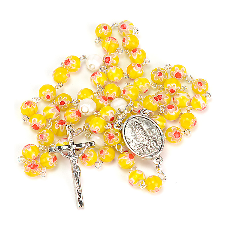 Rosario Cristal Murano Amarillo VIRGEN DE FATIMA